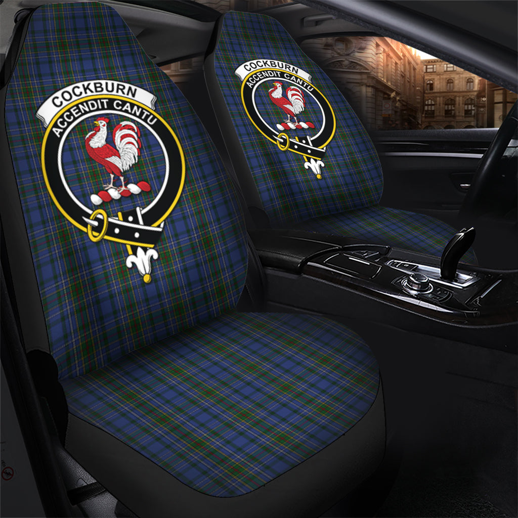 Cockburn Blue Tartan Car Seat Cover with Family Crest - Tartanvibesclothing