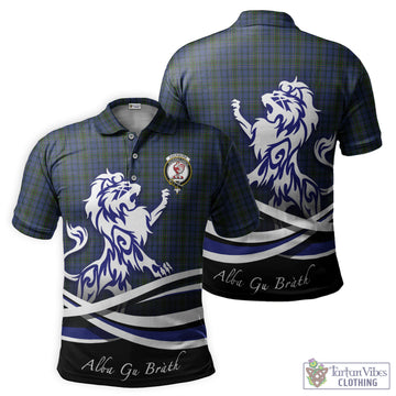 Cockburn Blue Tartan Polo Shirt with Alba Gu Brath Regal Lion Emblem