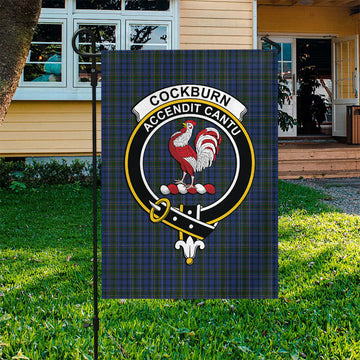 Cockburn Blue Tartan Flag with Family Crest