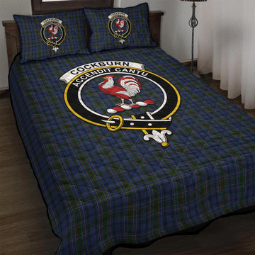 Cockburn Blue Tartan Quilt Bed Set with Family Crest