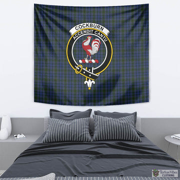 Cockburn Blue Tartan Tapestry Wall Hanging and Home Decor for Room with Family Crest