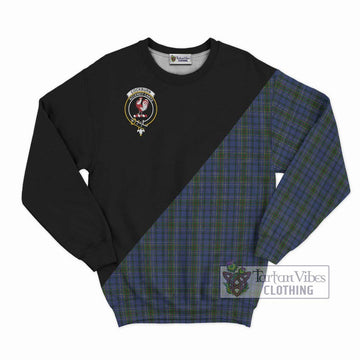 Cockburn Blue Tartan Sweatshirt with Family Crest and Military Logo Style