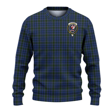 Cockburn Blue Tartan Ugly Sweater with Family Crest