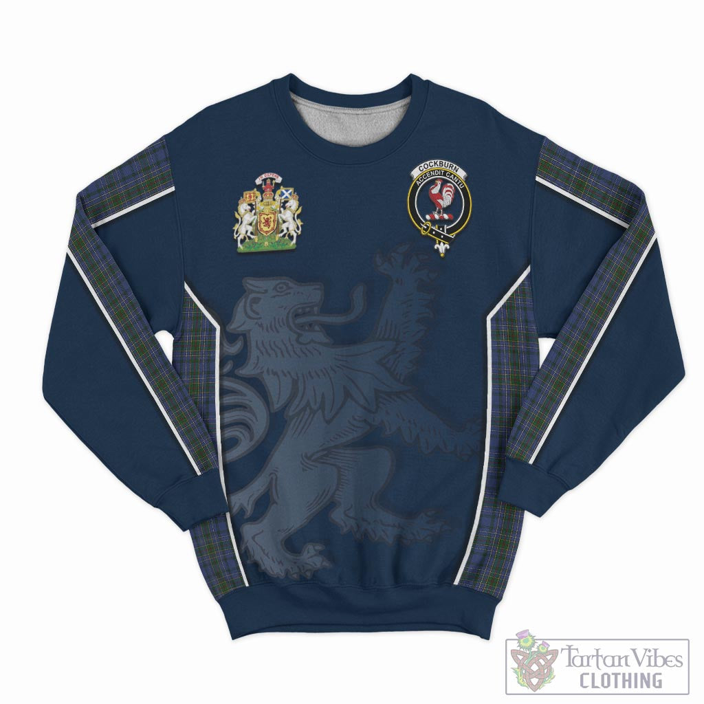 Tartan Vibes Clothing Cockburn Blue Tartan Sweater with Family Crest and Lion Rampant Vibes Sport Style