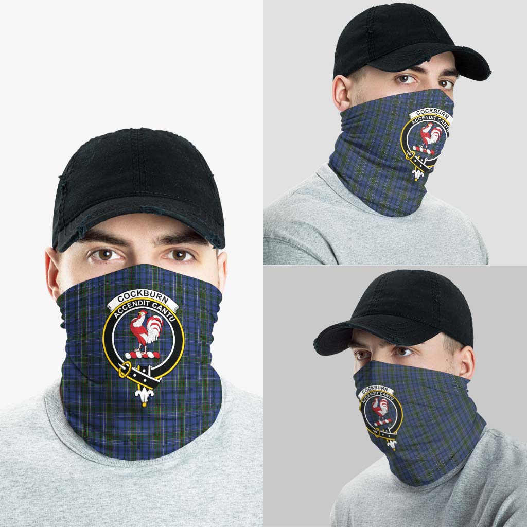 Cockburn Blue Tartan Neck Gaiters, Tartan Bandanas, Tartan Head Band with Family Crest