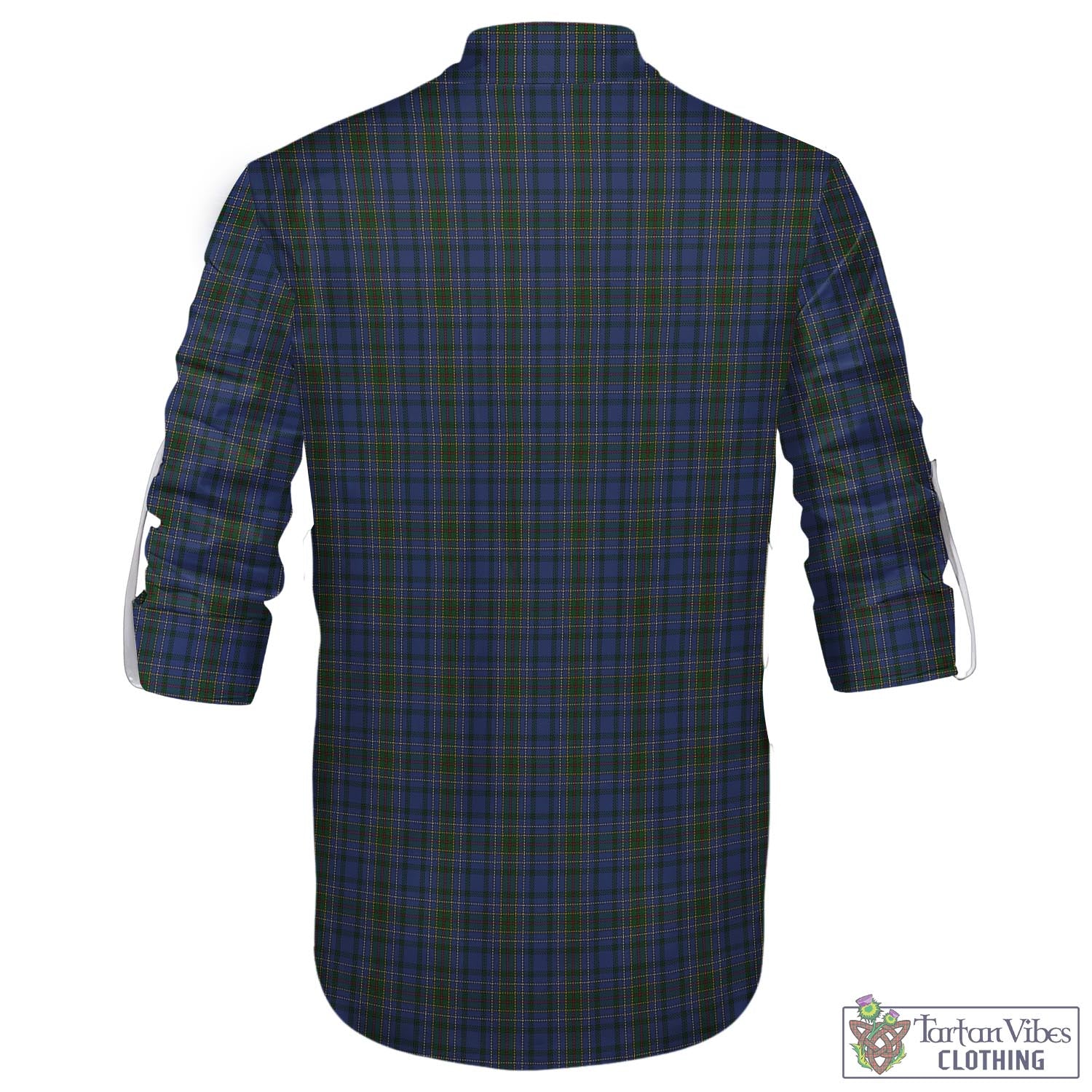 Tartan Vibes Clothing Cockburn Blue Tartan Men's Scottish Traditional Jacobite Ghillie Kilt Shirt