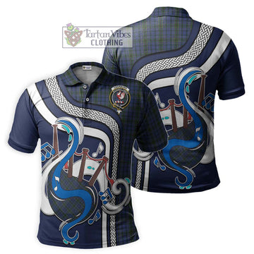 Cockburn Blue Tartan Polo Shirt with Epic Bagpipe Style