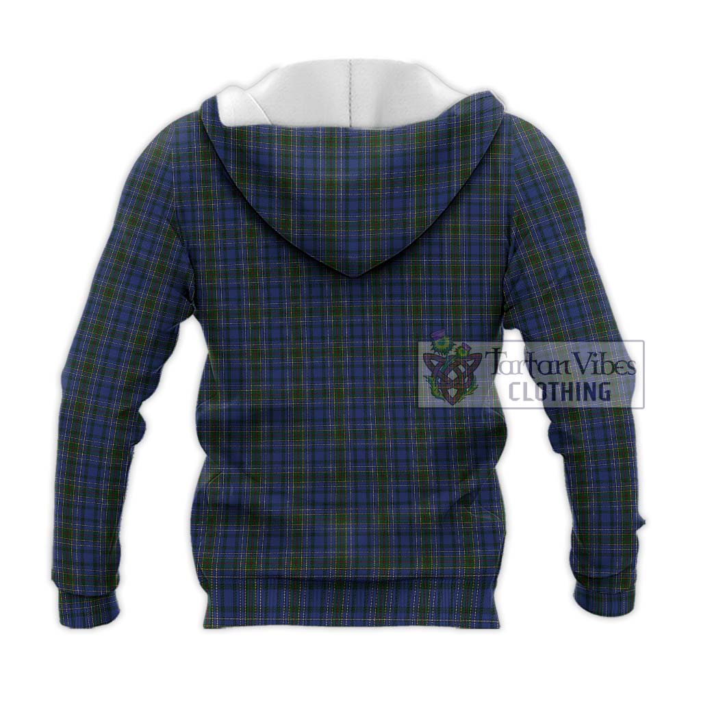 Tartan Vibes Clothing Cockburn Blue Tartan Knitted Hoodie with Family Crest DNA In Me Style