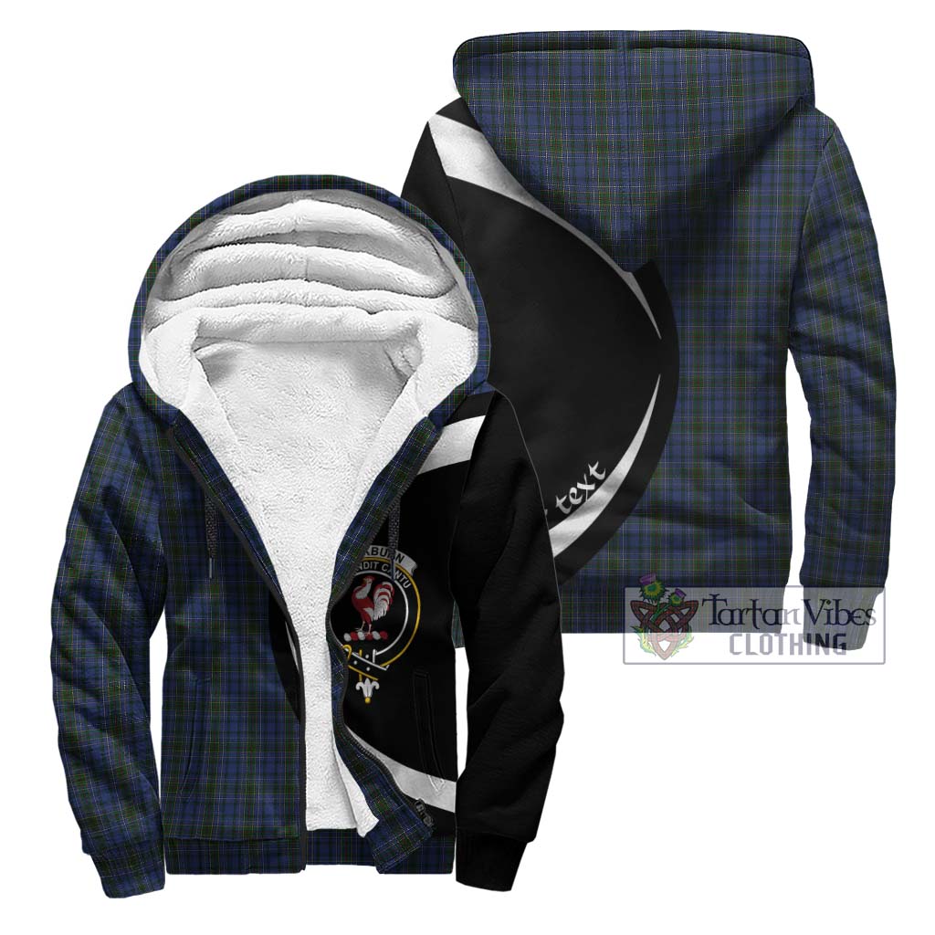 Cockburn Blue Tartan Sherpa Hoodie with Family Crest Circle Style Unisex - Tartan Vibes Clothing