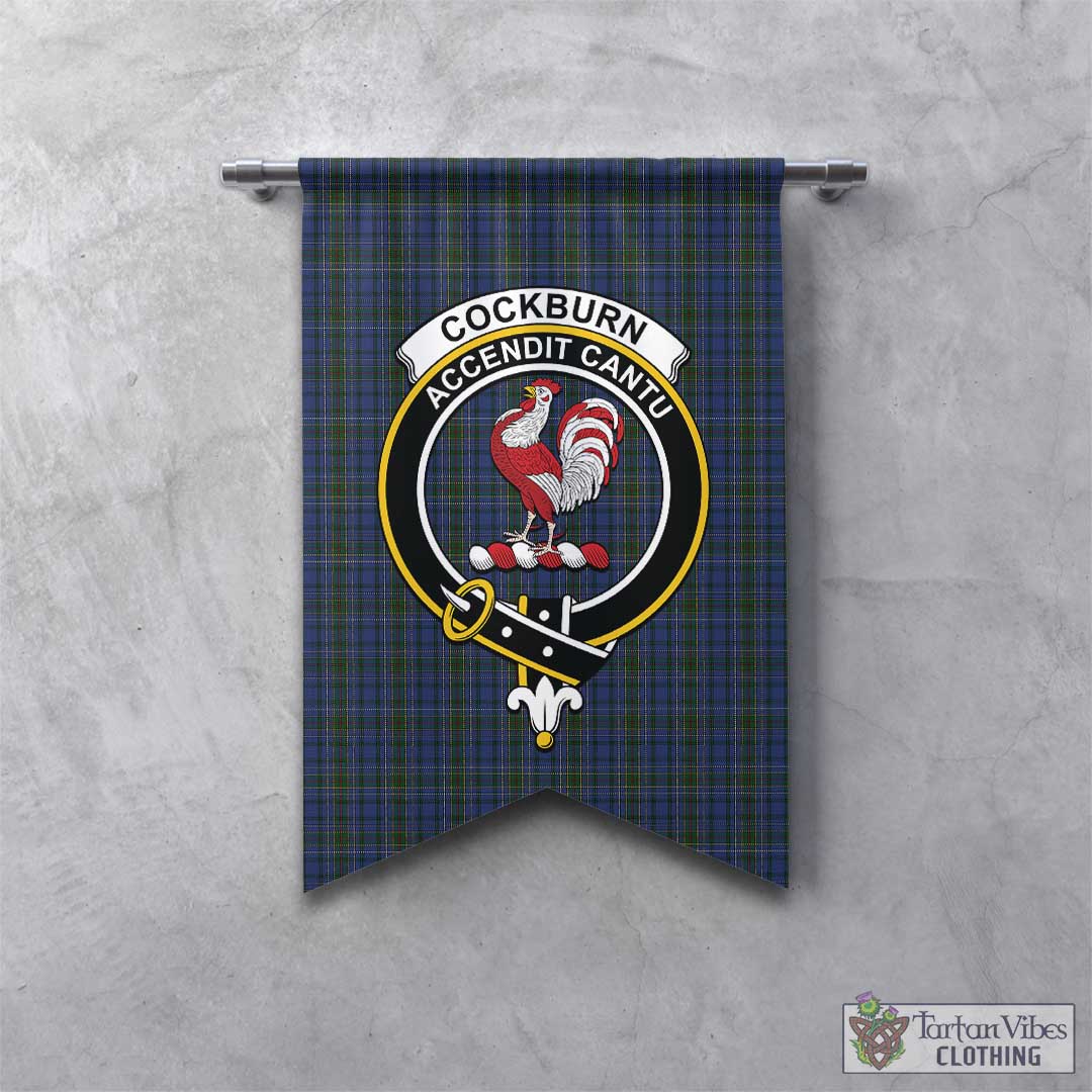 Tartan Vibes Clothing Cockburn Blue Tartan Gonfalon, Tartan Banner with Family Crest