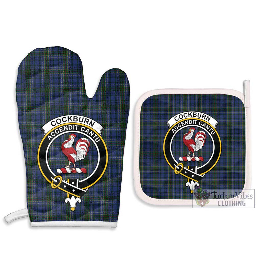 Cockburn Blue Tartan Combo Oven Mitt & Pot-Holder with Family Crest Combo 1 Oven Mitt & 2 Pot-Holder White - Tartan Vibes Clothing