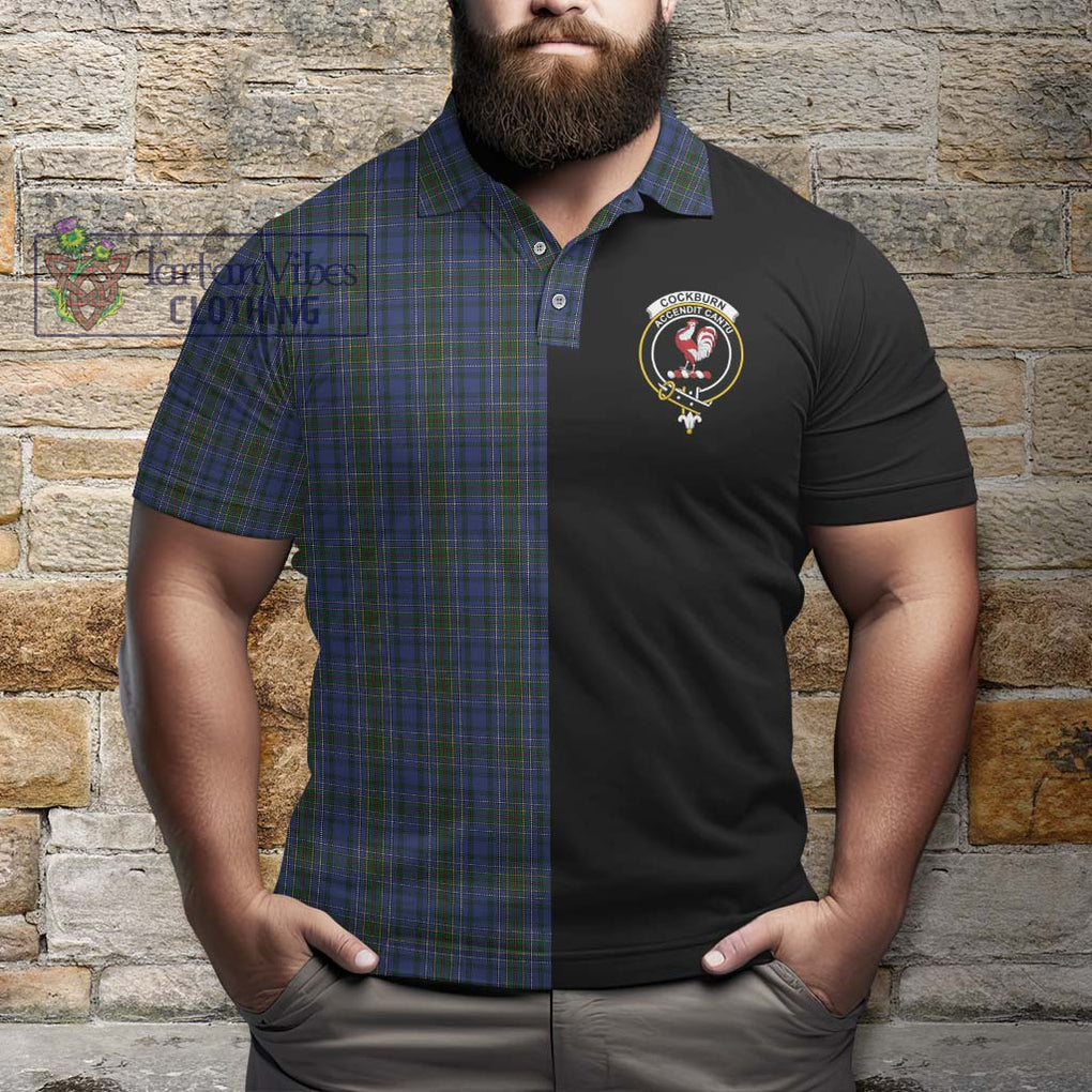 Cockburn Blue Tartan Polo Shirt with Family Crest and Half Of Me Style - Tartanvibesclothing Shop