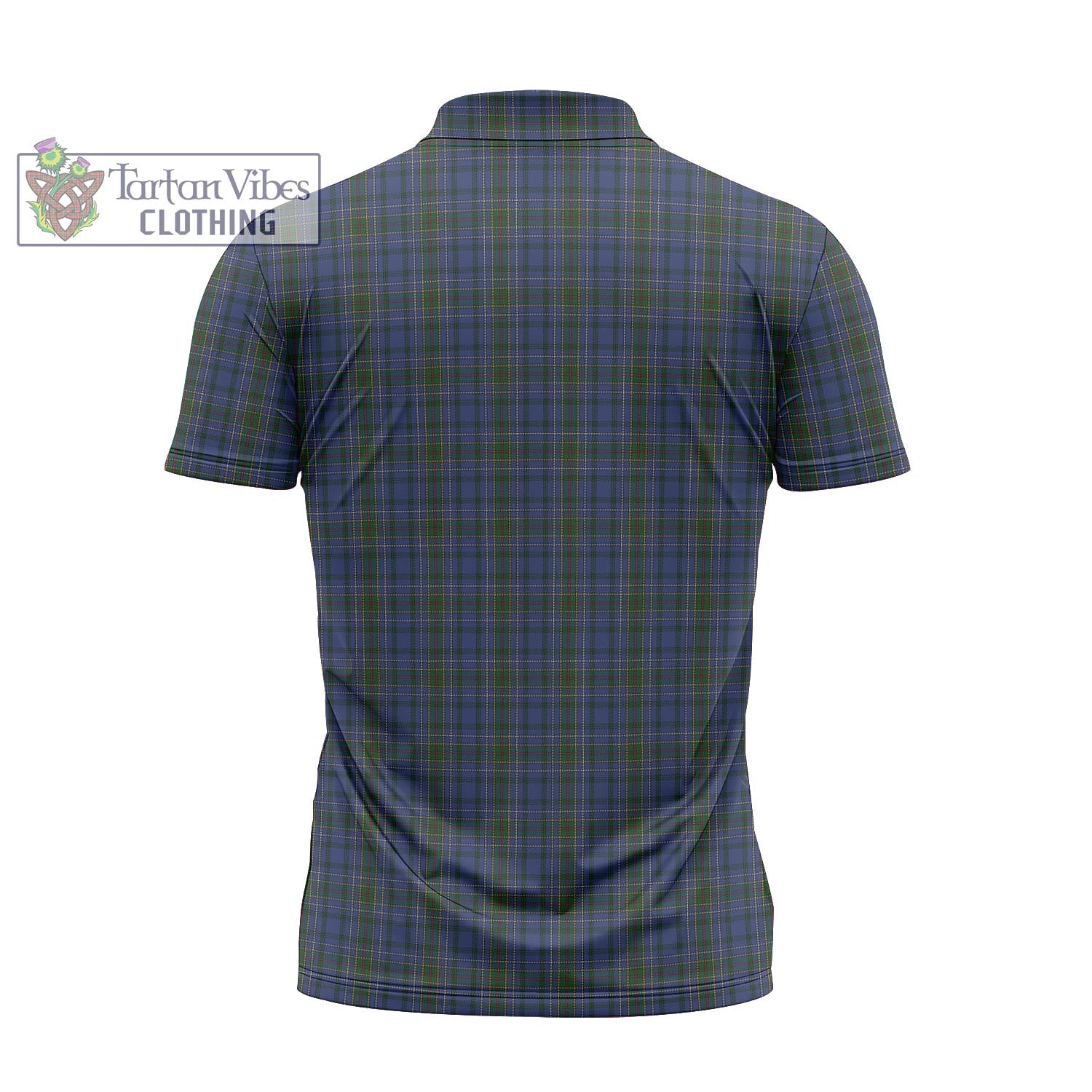 Tartan Vibes Clothing Cockburn Blue Tartan Zipper Polo Shirt with Family Crest