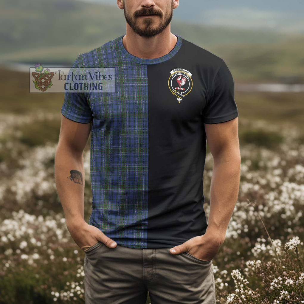 Cockburn Blue Tartan T-Shirt with Family Crest and Half Of Me Style - Tartanvibesclothing Shop