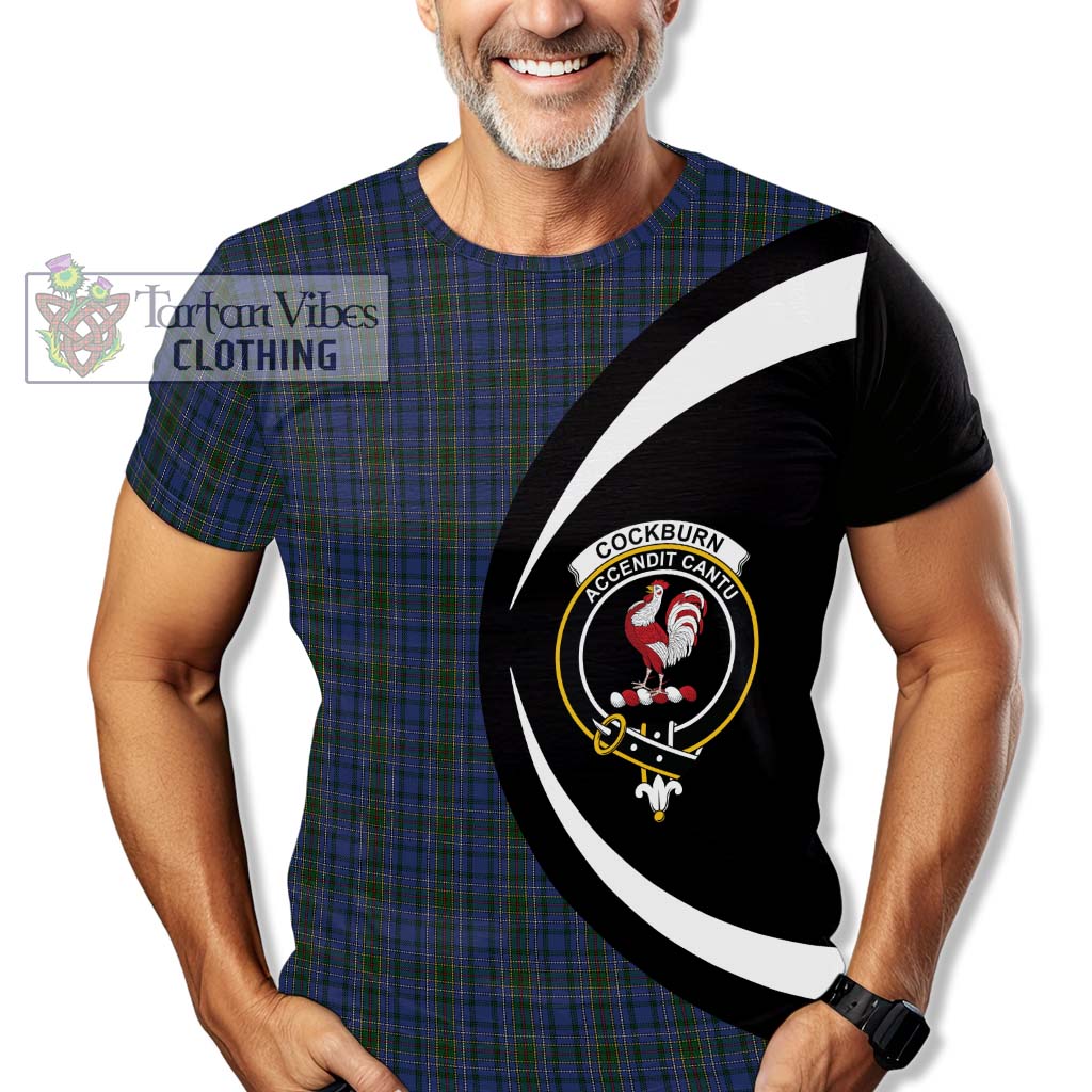 Tartan Vibes Clothing Cockburn Blue Tartan T-Shirt with Family Crest Circle Style