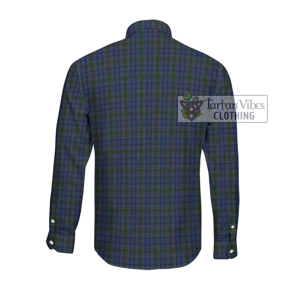 Cockburn Blue Tartan Long Sleeve Button Shirt with Family Crest DNA In Me Style - Tartanvibesclothing Shop