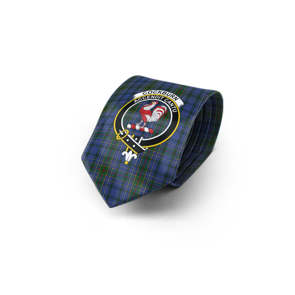 Cockburn Blue Tartan Classic Necktie with Family Crest - Tartan Vibes Clothing