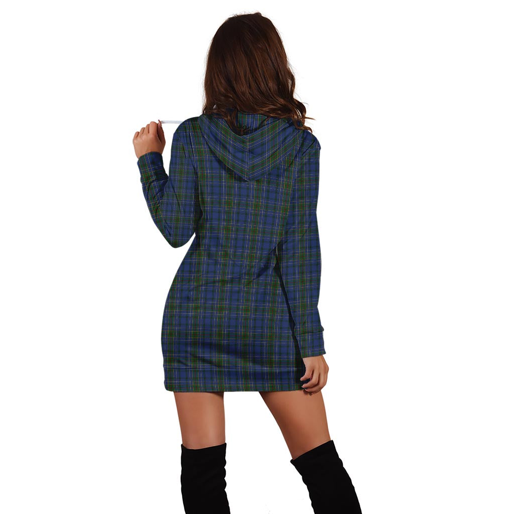 Cockburn Blue Tartan Hoodie Dress with Family Crest - Tartan Vibes Clothing