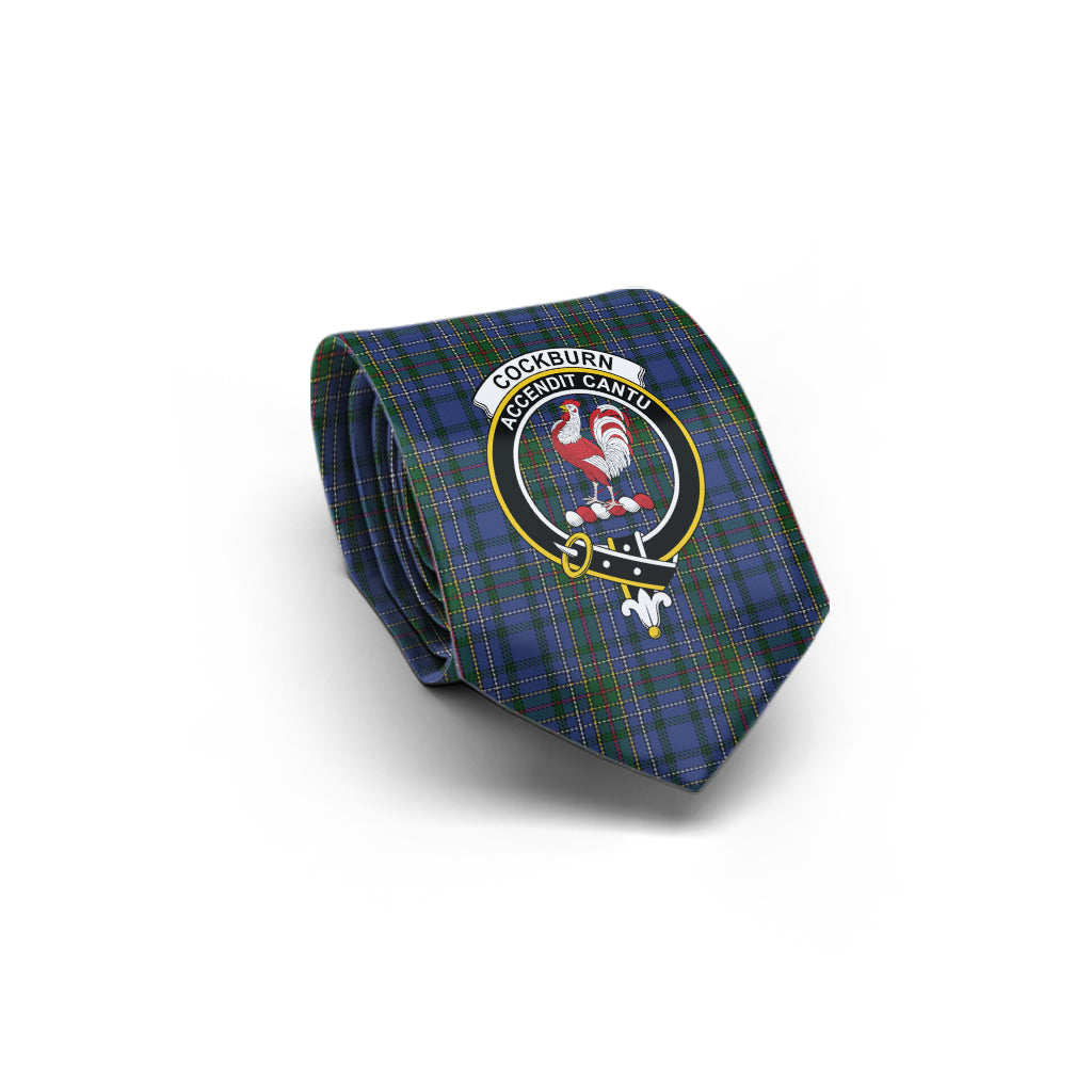 Cockburn Blue Tartan Classic Necktie with Family Crest - Tartan Vibes Clothing