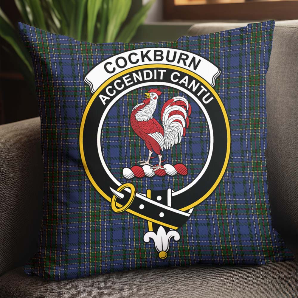 Cockburn Blue Tartan Pillow Cover with Family Crest - Tartanvibesclothing