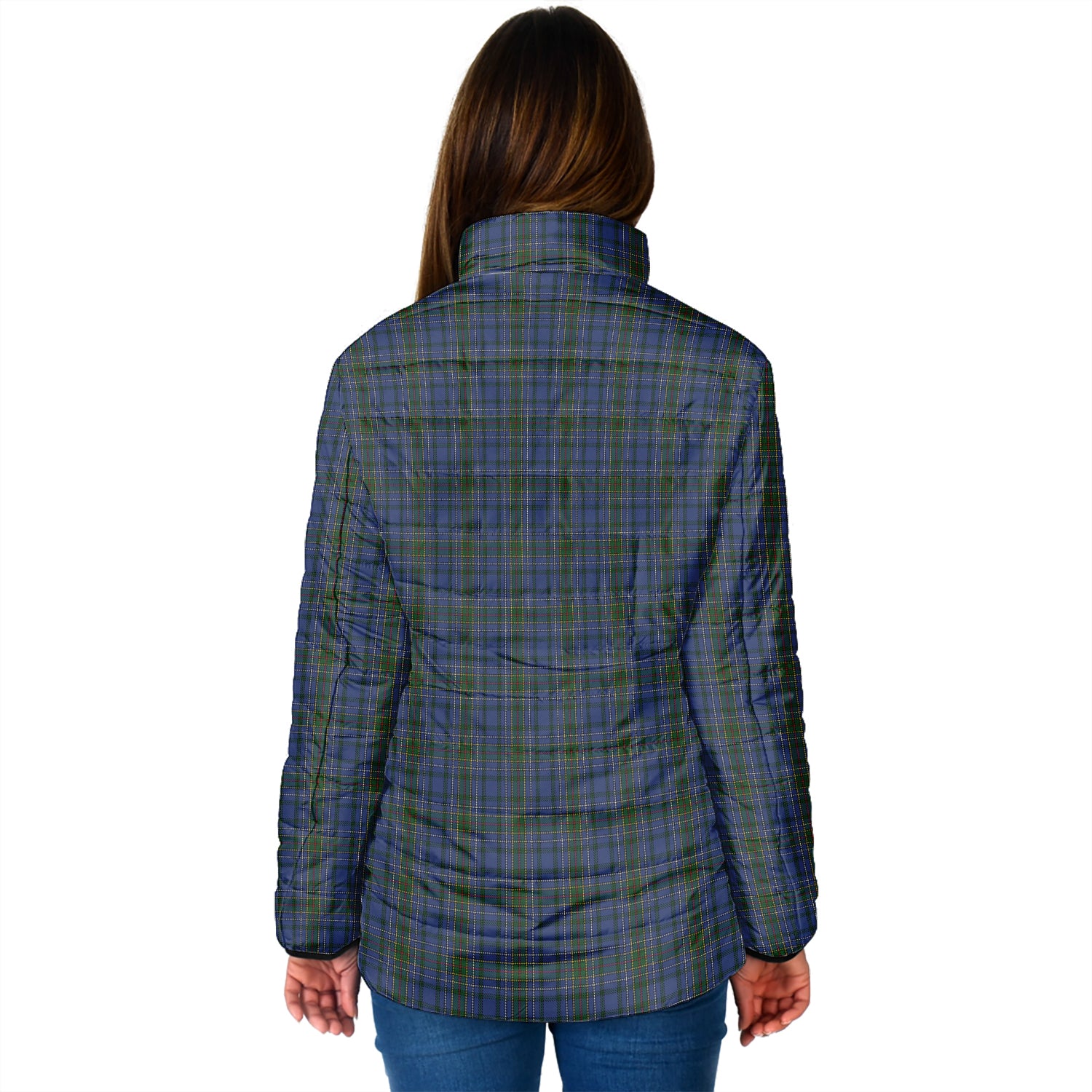 Cockburn Blue Tartan Padded Jacket with Family Crest - Tartan Vibes Clothing