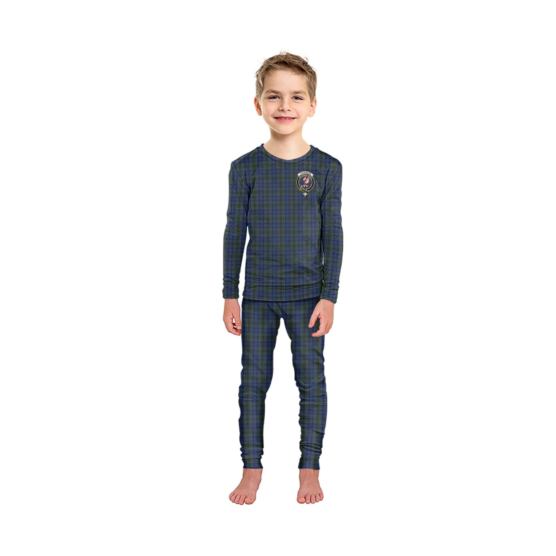 Cockburn Blue Tartan Pajamas Family Set with Family Crest - Tartan Vibes Clothing