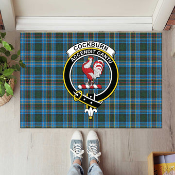 Cockburn Modern Tartan Door Mat with Family Crest