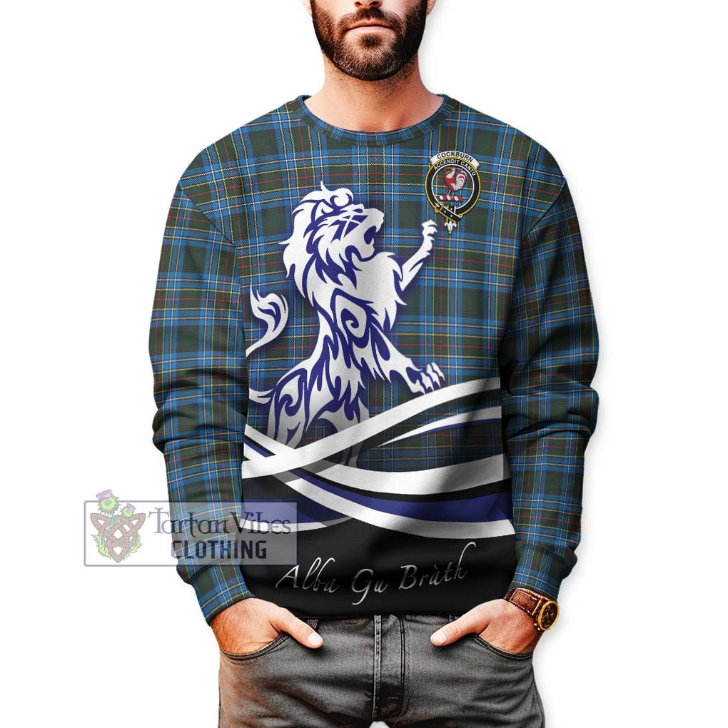 Cockburn Modern Tartan Sweatshirt with Alba Gu Brath Regal Lion Emblem Unisex - Tartanvibesclothing Shop