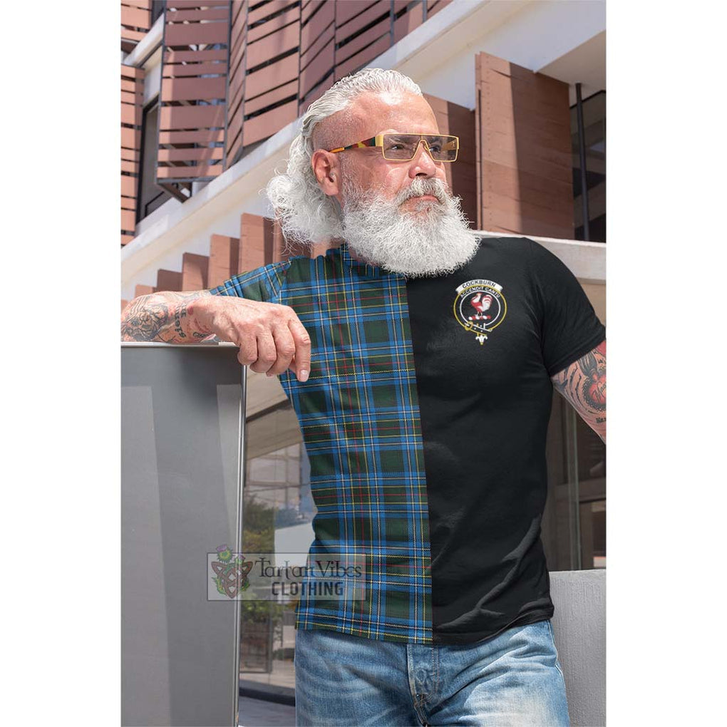 Tartan Vibes Clothing Cockburn Modern Tartan Cotton T-shirt with Family Crest and Half Of Me Style