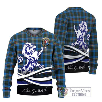 Cockburn Modern Tartan Ugly Sweater with Alba Gu Brath Regal Lion Emblem