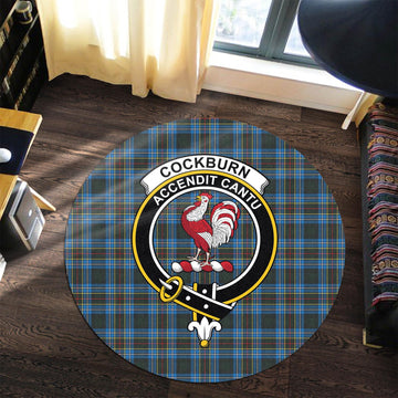 Cockburn Modern Tartan Round Rug with Family Crest