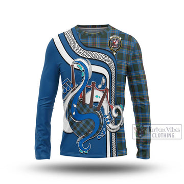 Cockburn Modern Tartan Long Sleeve T-Shirt with Epic Bagpipe Style