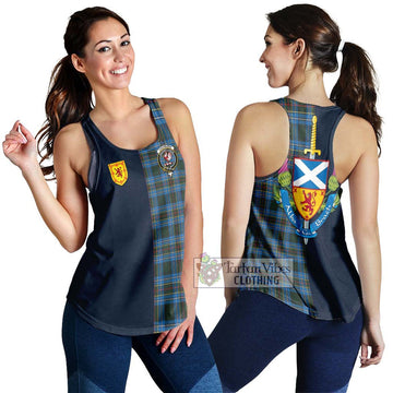 Cockburn Modern Tartan Women's Racerback Tanks Alba with Scottish Lion Royal Arm Half Style