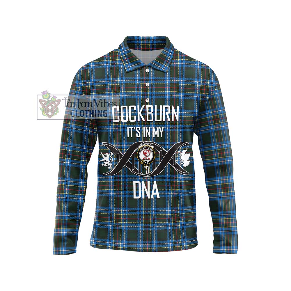 Cockburn Modern Tartan Long Sleeve Polo Shirt with Family Crest DNA In Me Style Unisex - Tartanvibesclothing Shop