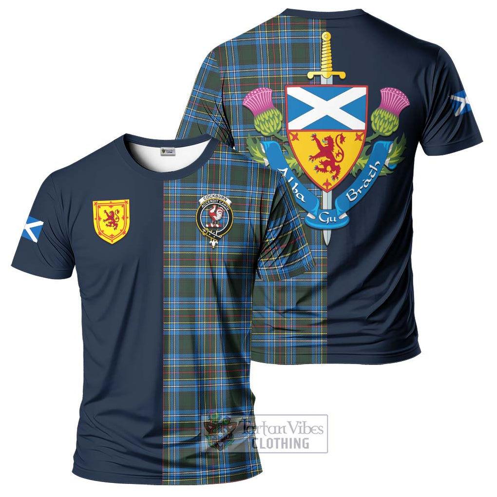 Tartan Vibes Clothing Cockburn Modern Tartan T-Shirt Alba with Scottish Lion Royal Arm Half Style