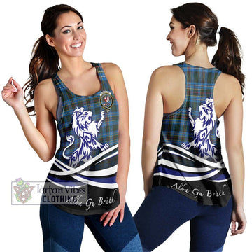 Cockburn Modern Tartan Women's Racerback Tanks with Alba Gu Brath Regal Lion Emblem