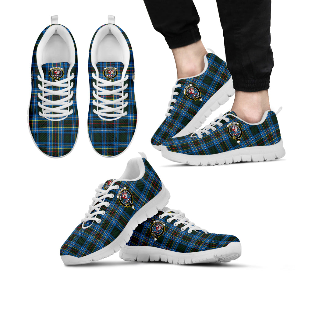 Cockburn Modern Tartan Sneakers with Family Crest Kid's Sneakers - Tartan Vibes Clothing