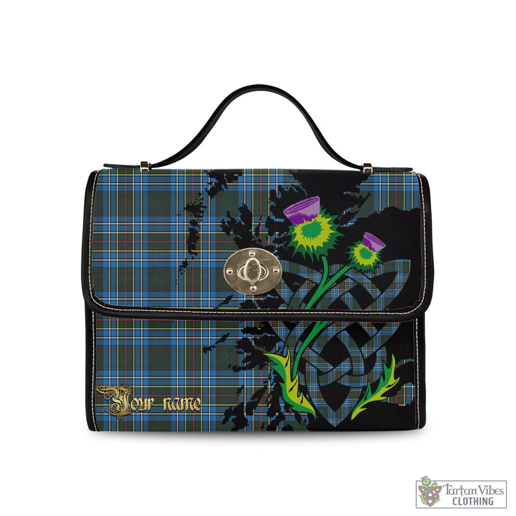 Tartan Vibes Clothing Cockburn Modern Tartan Waterproof Canvas Bag with Scotland Map and Thistle Celtic Accents