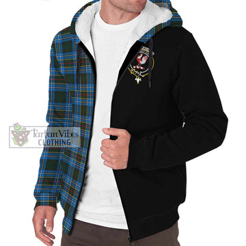 Cockburn Modern Tartan Sherpa Hoodie with Family Crest and Half Of Me Style