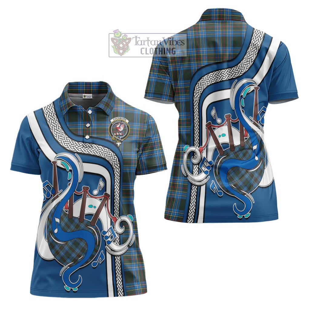 Cockburn Modern Tartan Women's Polo Shirt with Epic Bagpipe Style Women - Tartanvibesclothing Shop