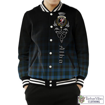 Cockburn Modern Tartan Baseball Jacket Featuring Alba Gu Brath Family Crest Celtic Inspired