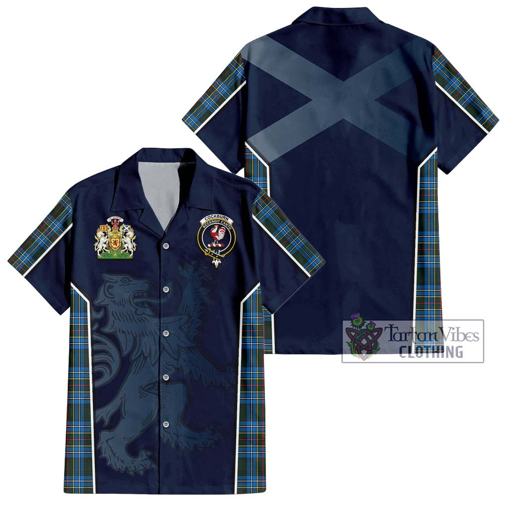 Cockburn Modern Tartan Short Sleeve Button Shirt with Family Crest and Lion Rampant Vibes Sport Style Kid - Tartan Vibes Clothing