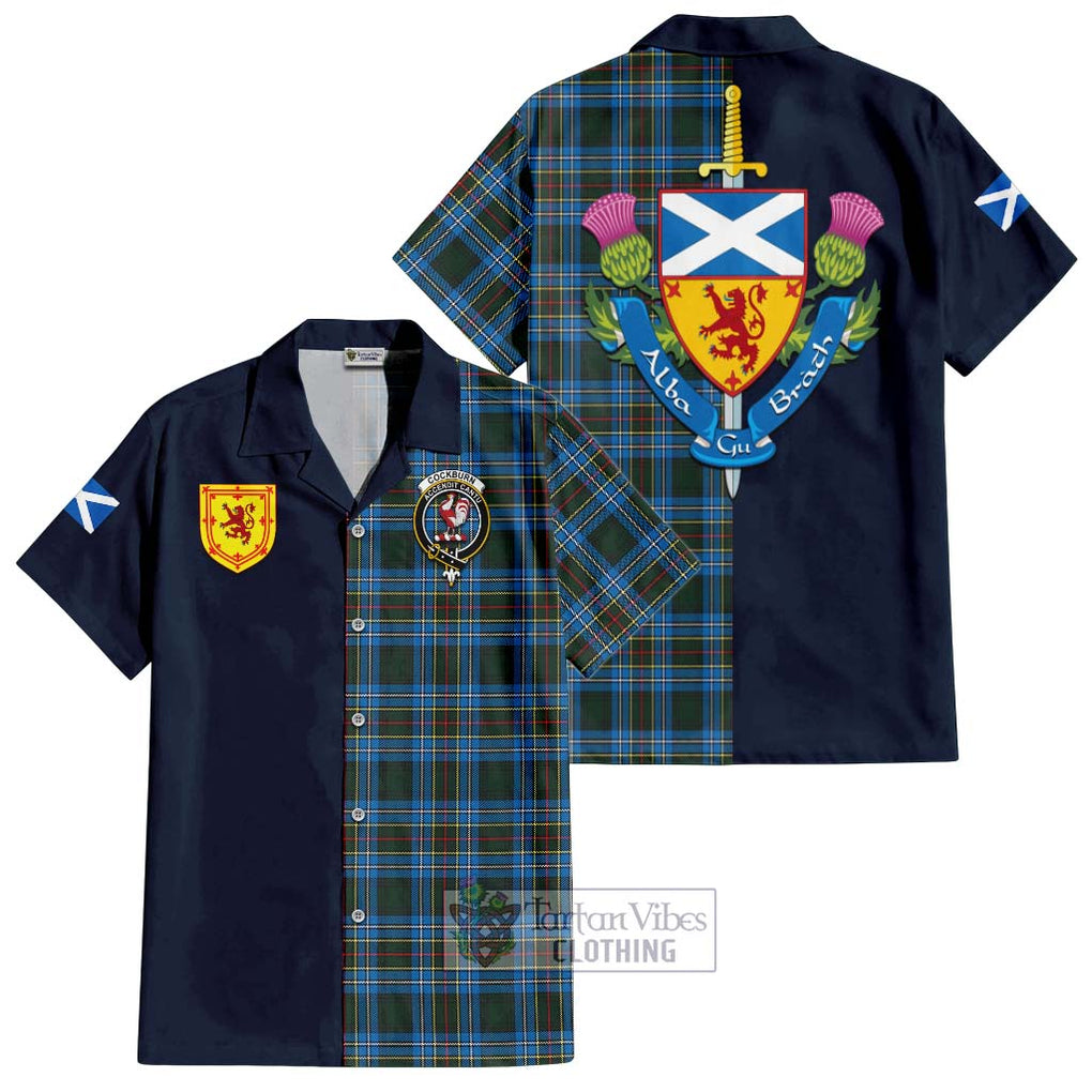 Tartan Vibes Clothing Cockburn Modern Tartan Short Sleeve Button Shirt with Scottish Lion Royal Arm Half Style