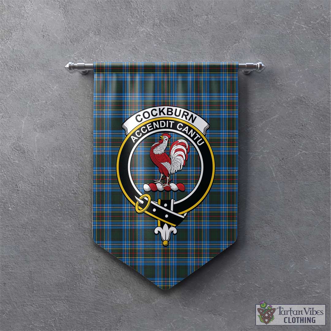 Tartan Vibes Clothing Cockburn Modern Tartan Gonfalon, Tartan Banner with Family Crest