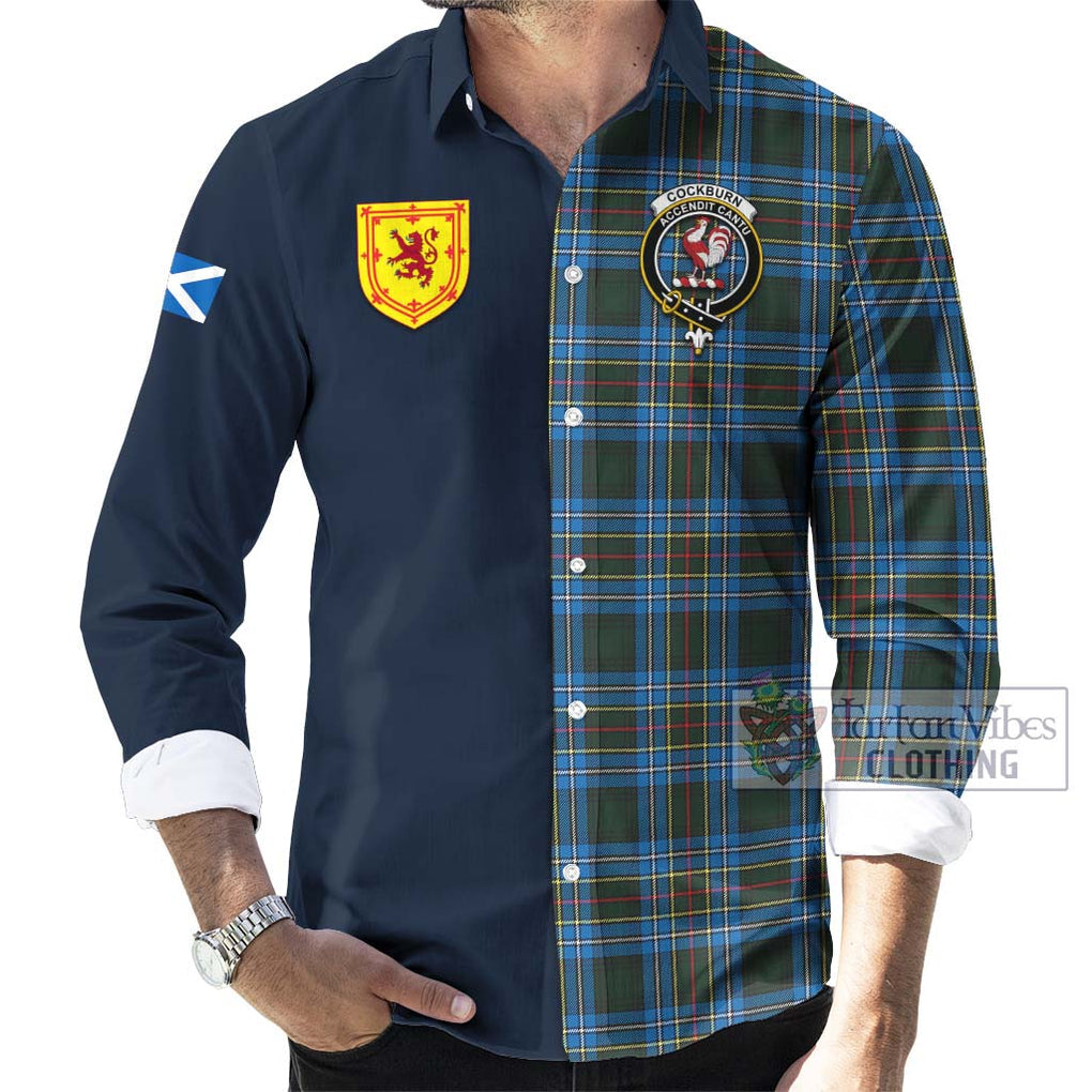 Tartan Vibes Clothing Cockburn Modern Tartan Long Sleeve Button Shirt with Scottish Lion Royal Arm Half Style