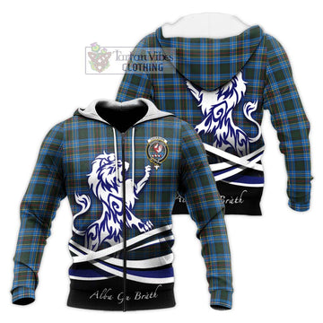 Cockburn Modern Tartan Knitted Hoodie with Alba Gu Brath Regal Lion Emblem