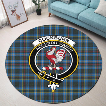 Cockburn Modern Tartan Round Rug with Family Crest