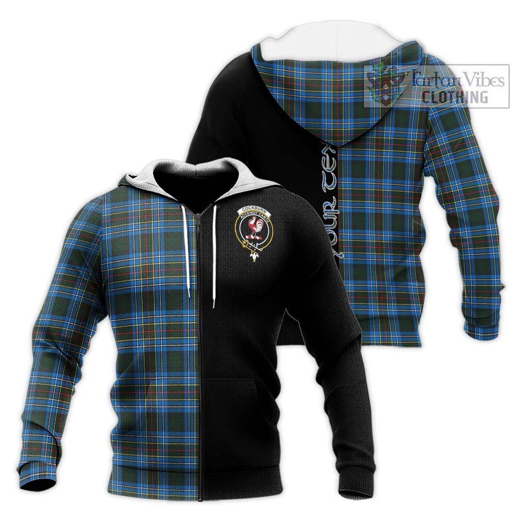 Cockburn Modern Tartan Knitted Hoodie with Family Crest and Half Of Me Style Unisex Knitted Zip Hoodie - Tartanvibesclothing Shop