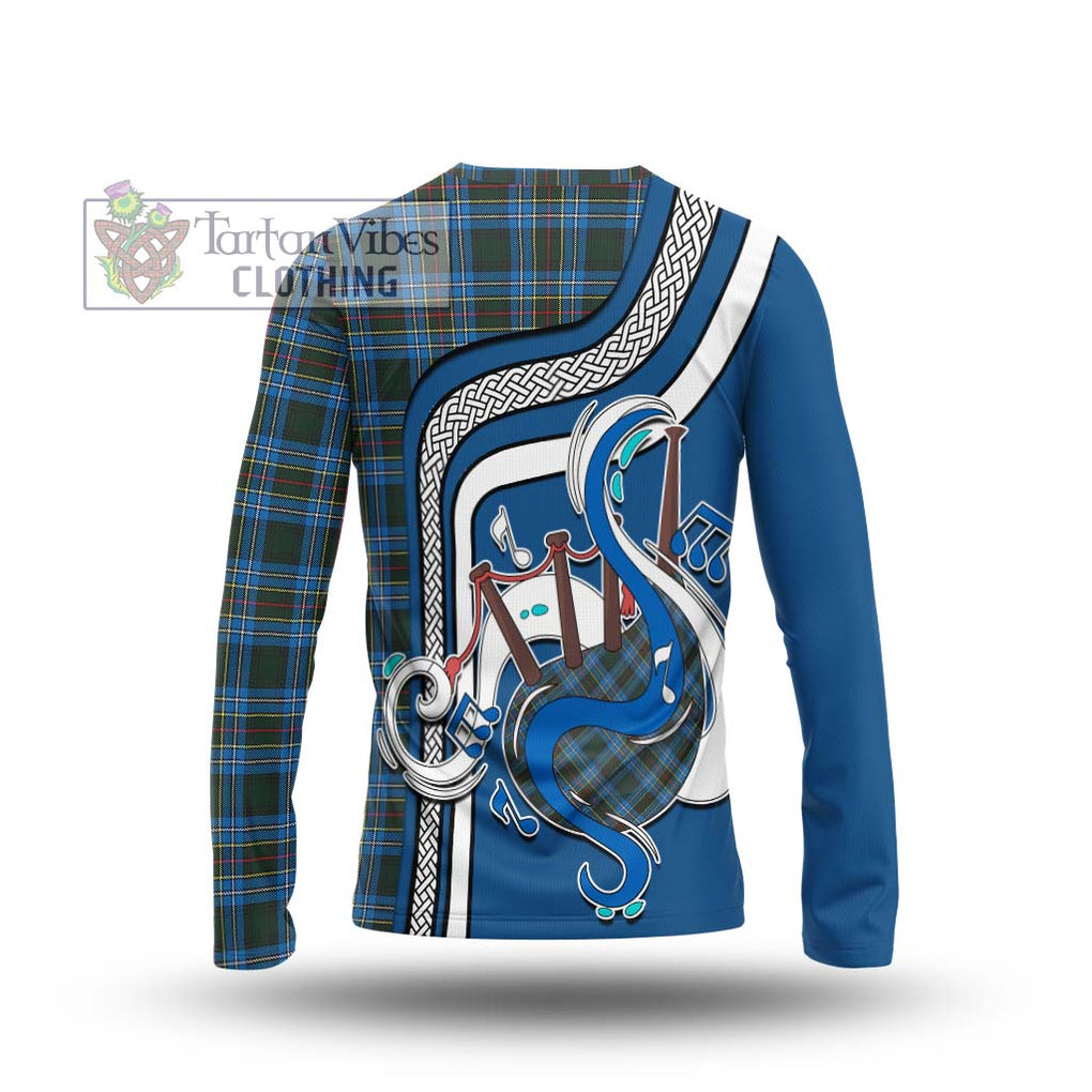 Tartan Vibes Clothing Cockburn Modern Tartan Long Sleeve T-Shirt with Epic Bagpipe Style