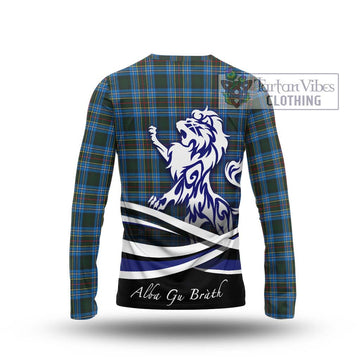 Cockburn Modern Tartan Long Sleeve T-Shirt with Alba Gu Brath Regal Lion Emblem